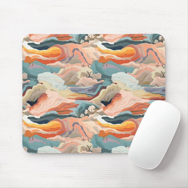 Gemütliche Herbstfarben Abstrakte Digitale Kunst Mousepad (Mit Mouse)