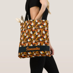 Gemütliche Herbstgeister und Blätter Tasche
