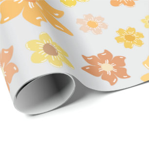 Gemütliche Herbstgoldene Blume Grau, nahtlos Geschenkpapier