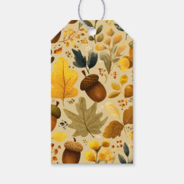 Gemütliche Herbstgutschriften und Blätter in Gelb, Geschenkanhänger