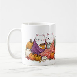 Gemütliche Herbstkatzen-Tasse mit Kürbissen Kaffeetasse