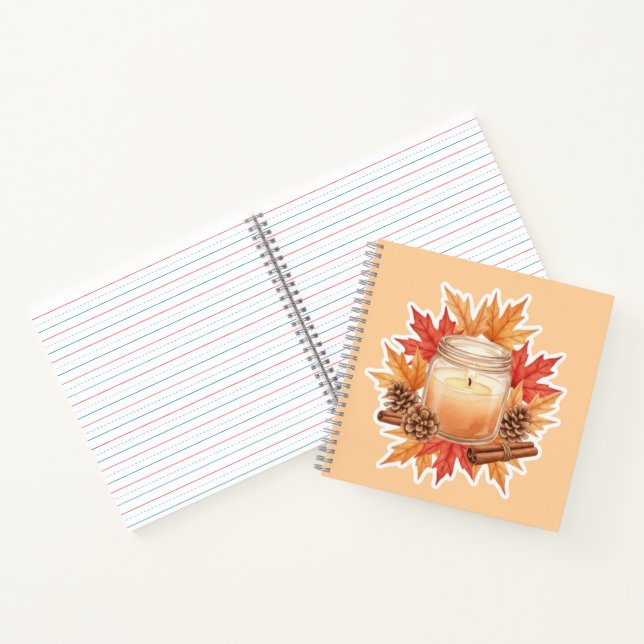 Gemütliche Herbstkerze mit Ahornblättern | Herbstd Notizbuch (Innenseite)