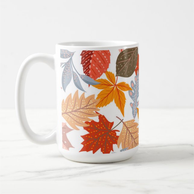 Gemütliche Herbstlaube Herbst Niedliches Muster Kaffeetasse (Links)