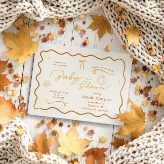 Gemütliche herbstliche Retro-Skizze Babyparty Einladung