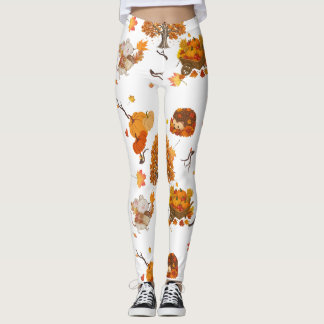 Gemütliche Herbstwald-Muster-Leggings - Süßer Herb Leggings