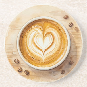Gemütliche Herz-Latte-Art-Wasserfarbe Getränkeuntersetzer