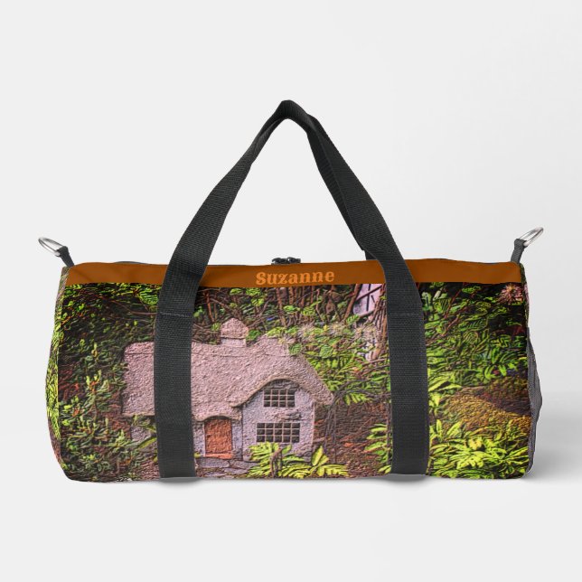 Gemütliche Hütte Blumengarten Natur Kunst, Dichtun Duffle Bag (Vorderseite)