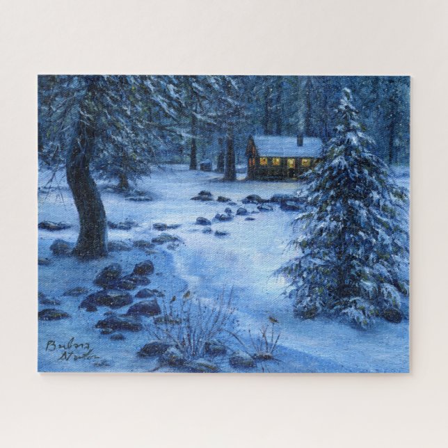 "Gemütliche Hütte im Schnee" Jigsaw Puzzle (Horizontal)