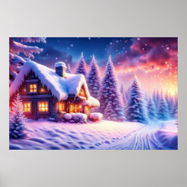 Gemütliche Hütte im Winter Wonderland Poster