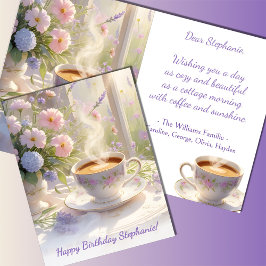 Gemütliche Hütte Kaffee & Wildblumen Geburtstag Karte