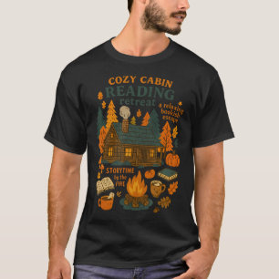 Gemütliche Hütten Leseretreat Herbst Buchliebhaber T-Shirt