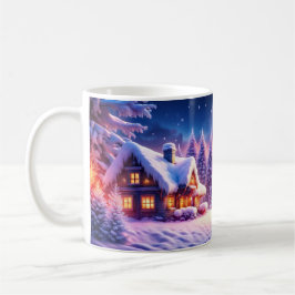 Gemütliche Kabine im Winter Wonderland Tasse Kaffe