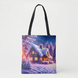Gemütliche Kabine im Winter Wunderland Tasche
