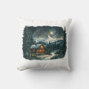 Gemütliche Kabine in einem Winterwunderland Kissen