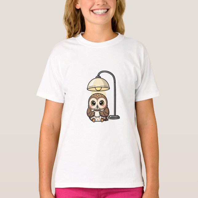 Gemütliche Kaffee-Eule Kinder T-Shirt (Vorderseite)