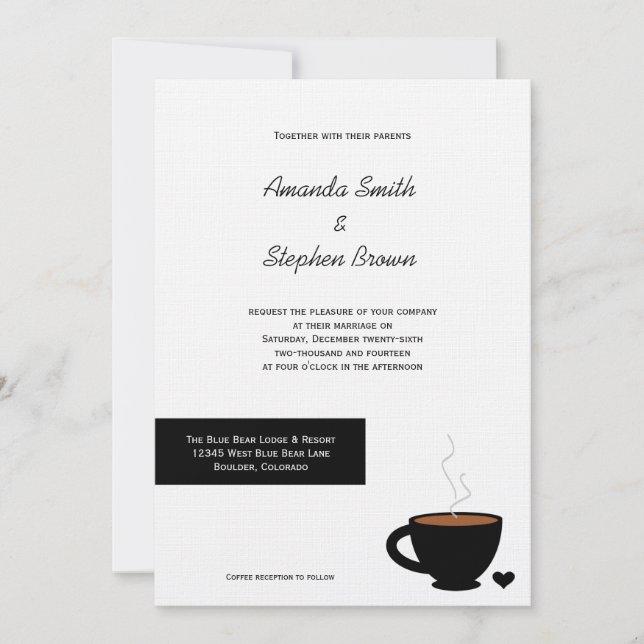 Gemütliche Kaffee-Liebe Lässige Hochzeitseinladung Einladung (Vorderseite)