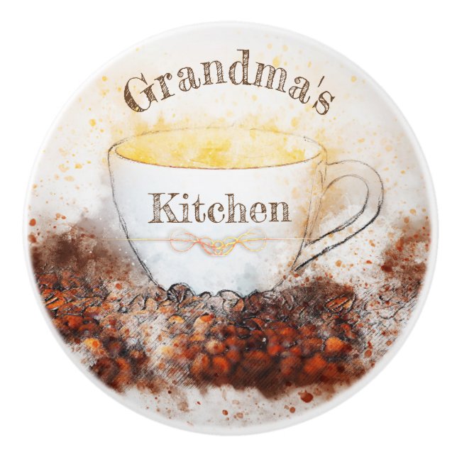 Gemütliche Kaffeemaschine Keramik Knopf Keramikknauf (Vorderseite)