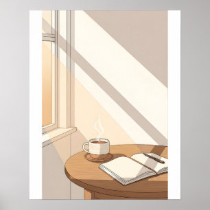Gemütliche Kaffeepausen-Fensterlicht-Zeit Poster