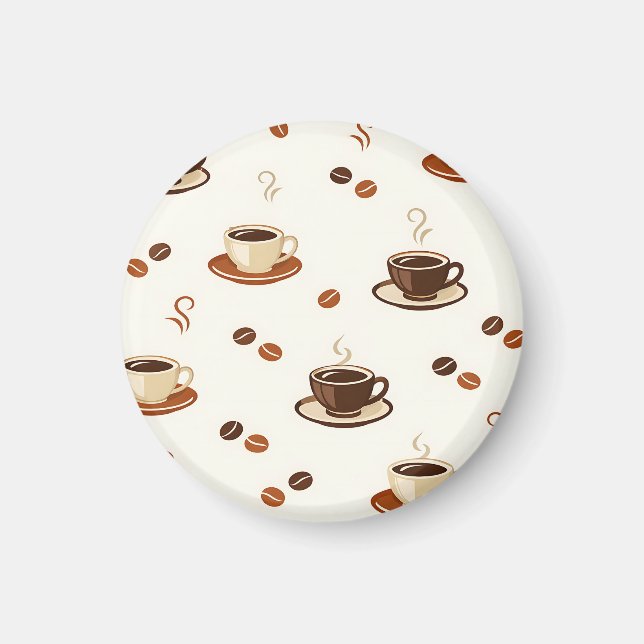 Gemütliche Kaffeetassen Nahtloses Muster Magnet (Vorne)