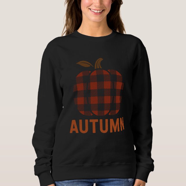 Gemütliche Karierte Pumpkin Hoodie - Herbstästheti (Vorderseite)
