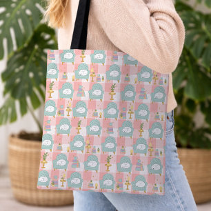 Gemütliche Katze & Buch Mädchenhaft Rosa Pastell M Tasche