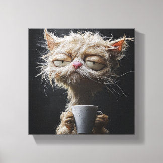 Gemütliche Katze mit einer Tasse Wärme - Entspanne Leinwanddruck