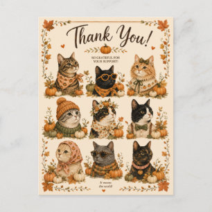 Gemütliche Katzen-Kürbisse-Tiere Postkarte