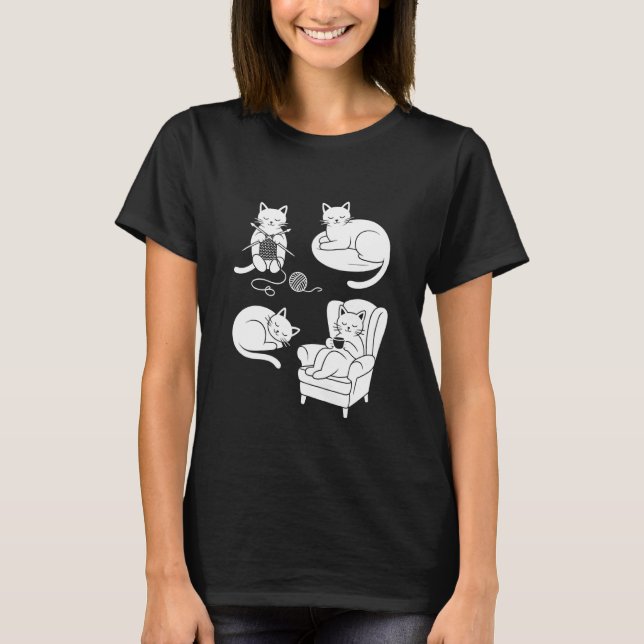 Gemütliche Katzen T-Shirt (Vorderseite)