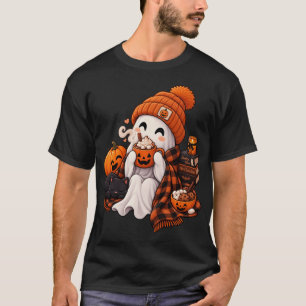 Gemütliche Kawaii-Halloween-Geister-Kakao-Party T-Shirt