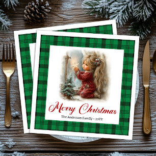 Gemütliche klassische Familienszene Weihnachtsserv Serviette