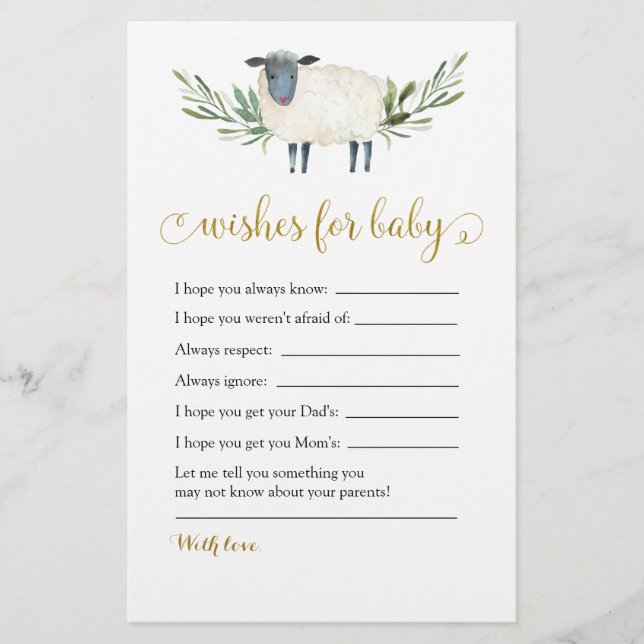 Gemütliche kleine Lammgärten Wünsche für Baby (Vorderseite)