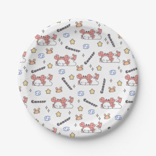 Gemütliche Krebskonstellation Bunny & Crab Zodiac Pappteller