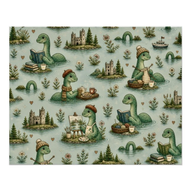 Gemütliche Kryptide Nessie Loch Ness Monster Hobby Poster (Vorderseite)