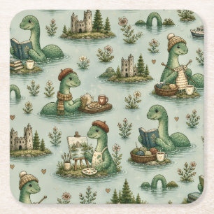 Gemütliche Kryptide Nessie Loch Ness Monster Hobby Rechteckiger Pappuntersetzer
