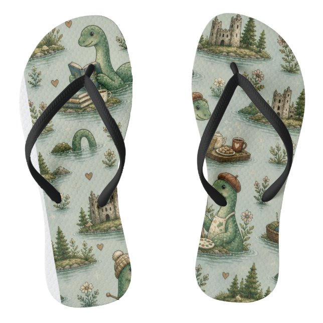 Gemütliche Kryptiden Nessie Loch Ness Monster Hobb Flip Flops (Fußbett)