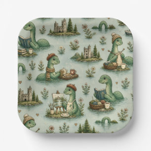 Gemütliche Kryptiden Nessie Loch Ness Monster Hobb Pappteller