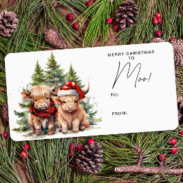 Gemütliche Kühe-Landtiere frohe Weihnachten Adressaufkleber