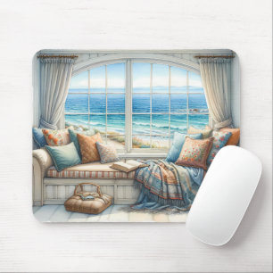 Gemütliche Küstenfensternische Cottagecore Mousepad