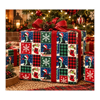 Gemütliche Labrador-Weihnachts-Patchwork-Decke Geschenkpapier