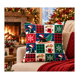 Gemütliche Labrador-Weihnachts-Patchwork-Decke Kissen