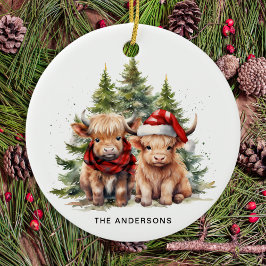 Gemütliche Landkühe Landtiere Weihnachten Keramik Ornament