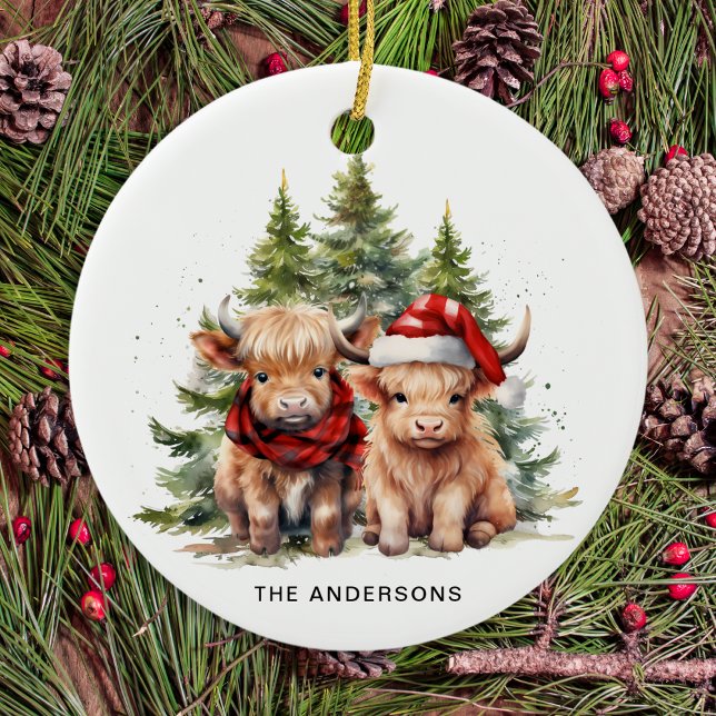 Gemütliche Landkühe Landtiere Weihnachten Keramik Ornament (Von Creator hochgeladen)