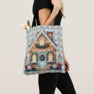 Gemütliche Lebkuchenhäuschen-Festtagsillustration Tasche