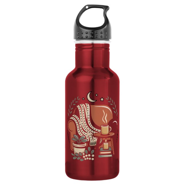 Gemütliche Lesecke für Kaffeeliebhaber  Edelstahlflasche (Vorderseite)