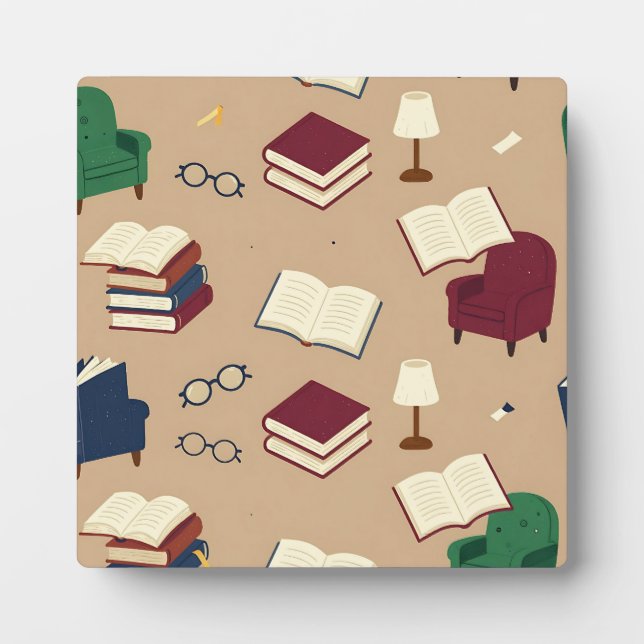 Gemütliche Leseecke Bücher Muster Fotoplatte (Vorderseite)