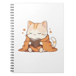 Gemütliche Lesekatze Kawaii Bücherwurm Kätzchen De Notizblock