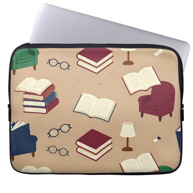 Gemütliche Lesenische Bücher Muster Laptopschutzhülle (Vorderseite)