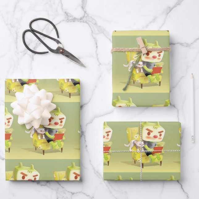 Gemütliche Leszeit mit Begleiter Geschenkpapier Set (Vorderseite)