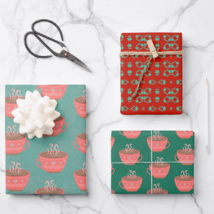 Gemütliche, moderne, heiße Schokolade Weihnachtsbe Geschenkpapier Set