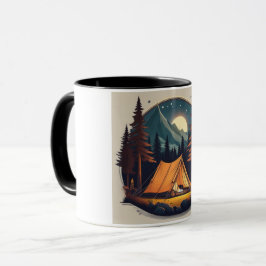 Gemütliche Night Camping Tasse mit Zelt und Mongel